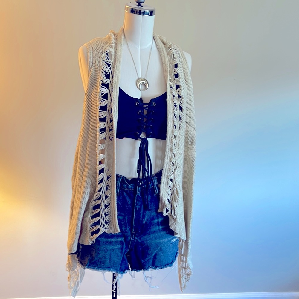 Crochet tan vest